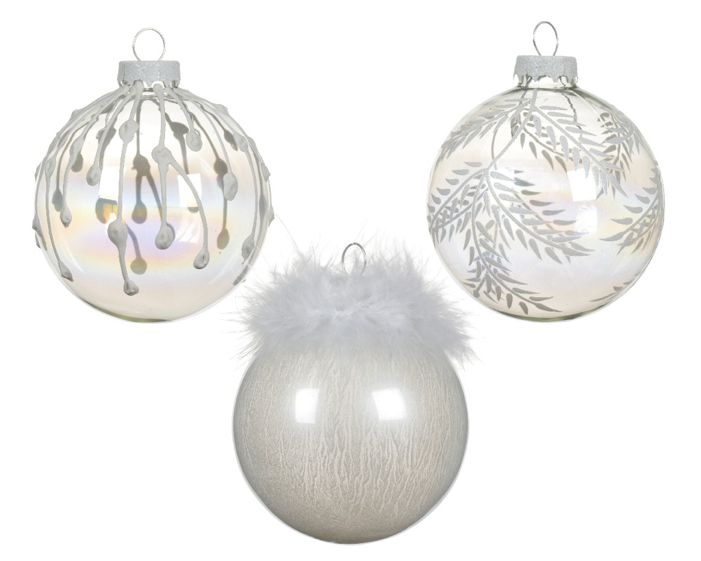 Boule de noel dia:8cm Sequins Blanc (copie)