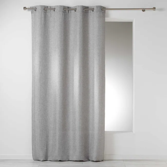 Rideau à oeillets 140x260cm 100% polyester chambray uni SELECT Gris