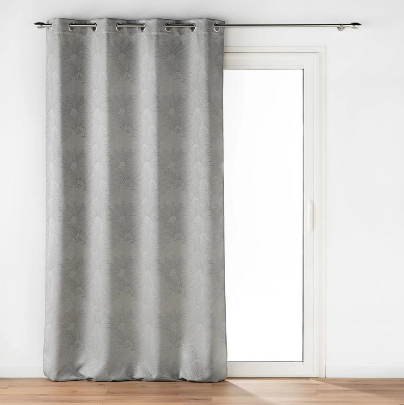 Rideau à oeillets 140x260cm 100% polyester jacquard TEORA Gris