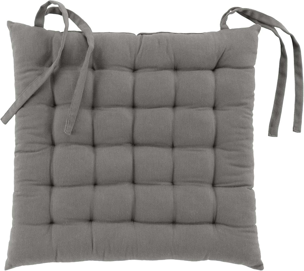Assise matelassé 38x38cm coton polyester recyclé TWILY Gris