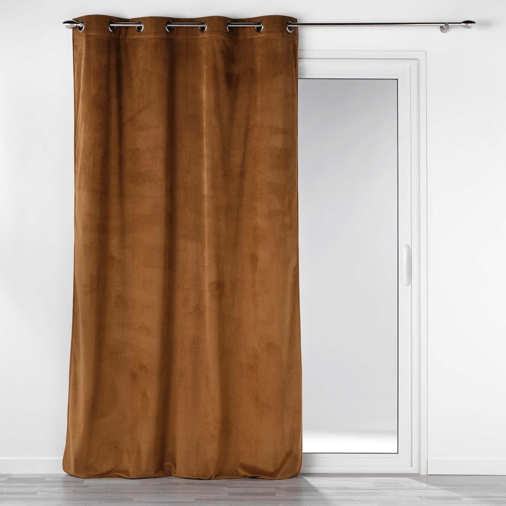 Rideau à oeillets 140x260cm velours cotele uni casual camel 100% polyester