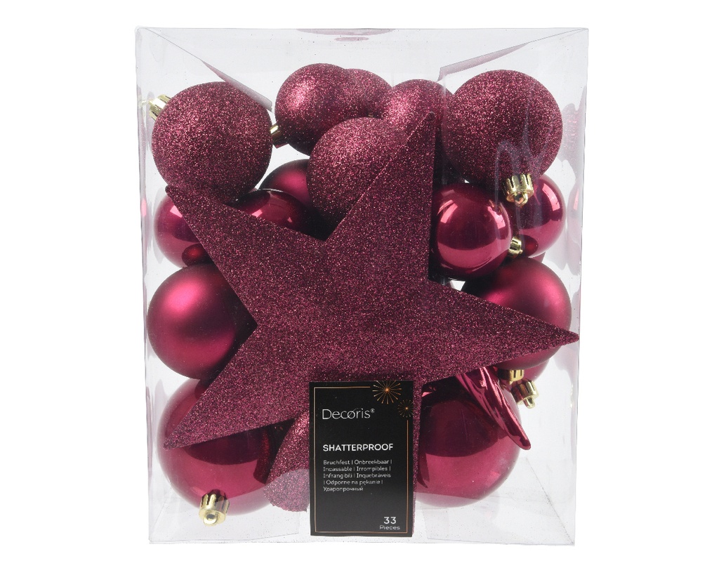 Boule de noel dia:8cm 33pcs Rouge Grenade