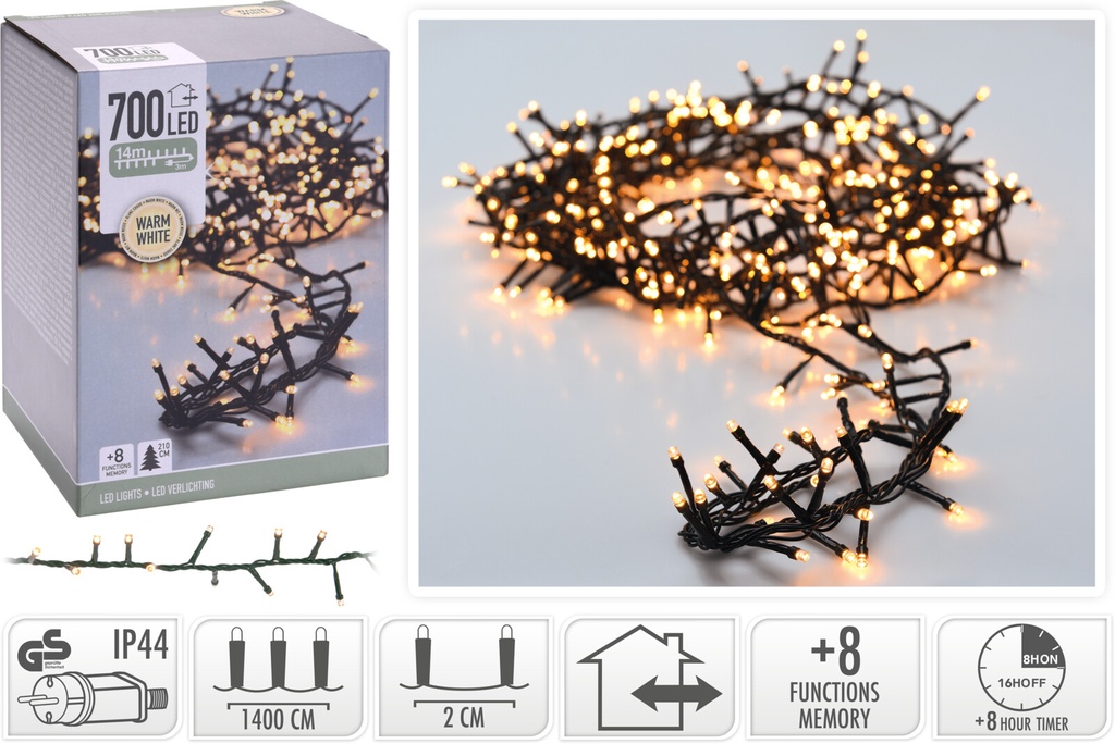 Guirlande lumineuse 700led 14m Blanc Chaud