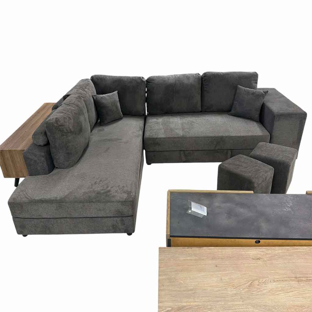 Sofa convertible d'angle droite Gris foncé KARINA H85xL278xP218cm / Couchage H40xL220xP120cm (copie)