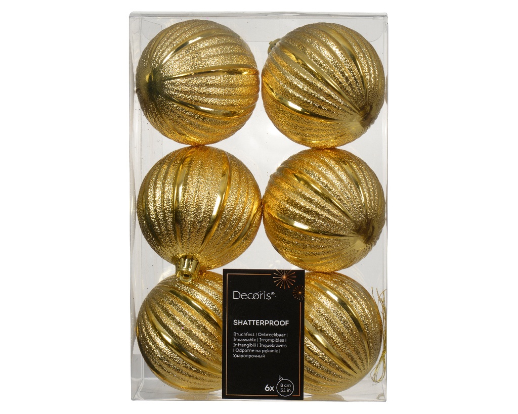 Boule de noel dia:8cm 6pcs Doré