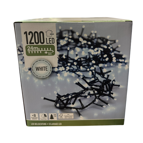Guirlande lumineuse micro cluster 8 fonctions 24m Blanc Froid