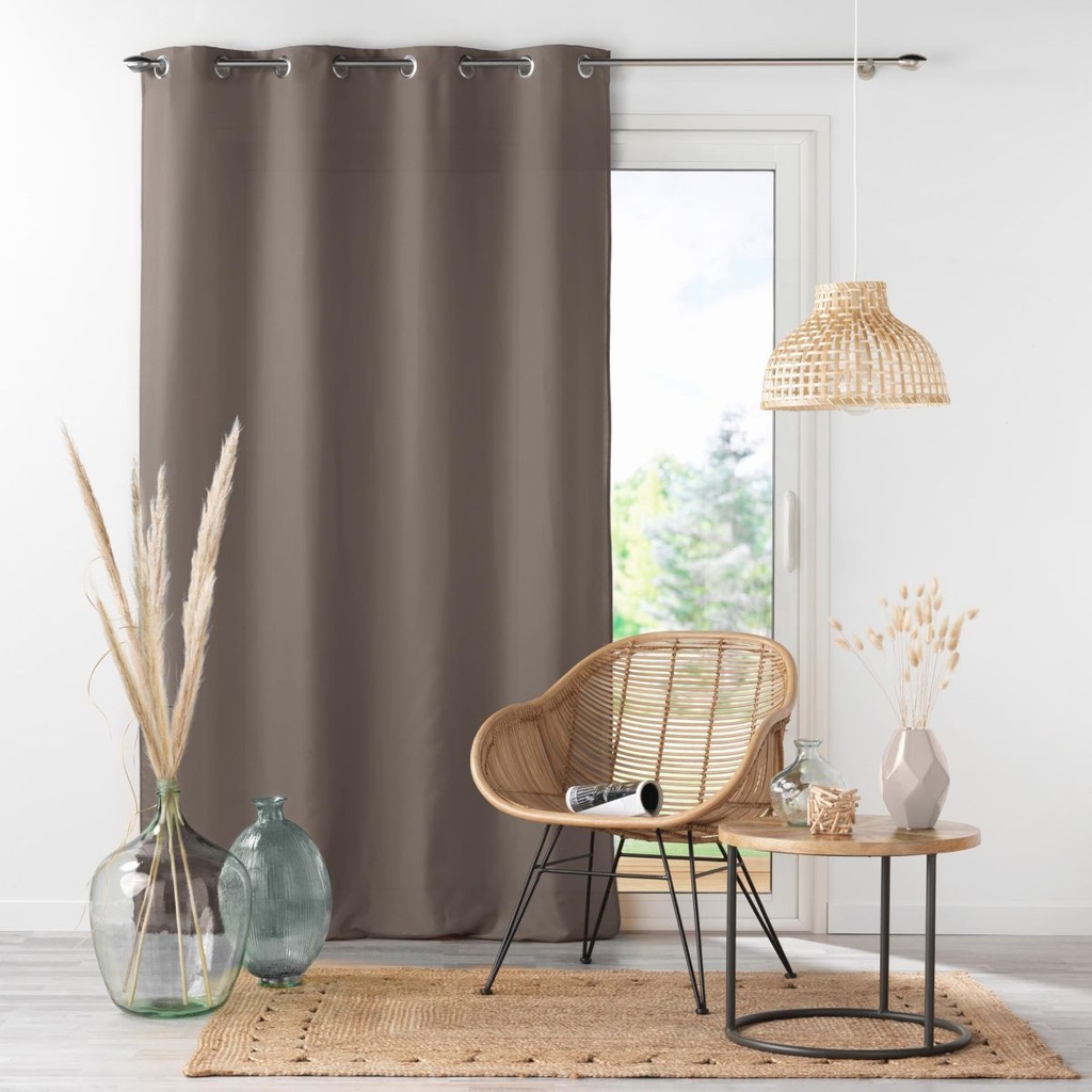 Rideaux à oeillets 140x260cm microfibre unie absolu taupe
