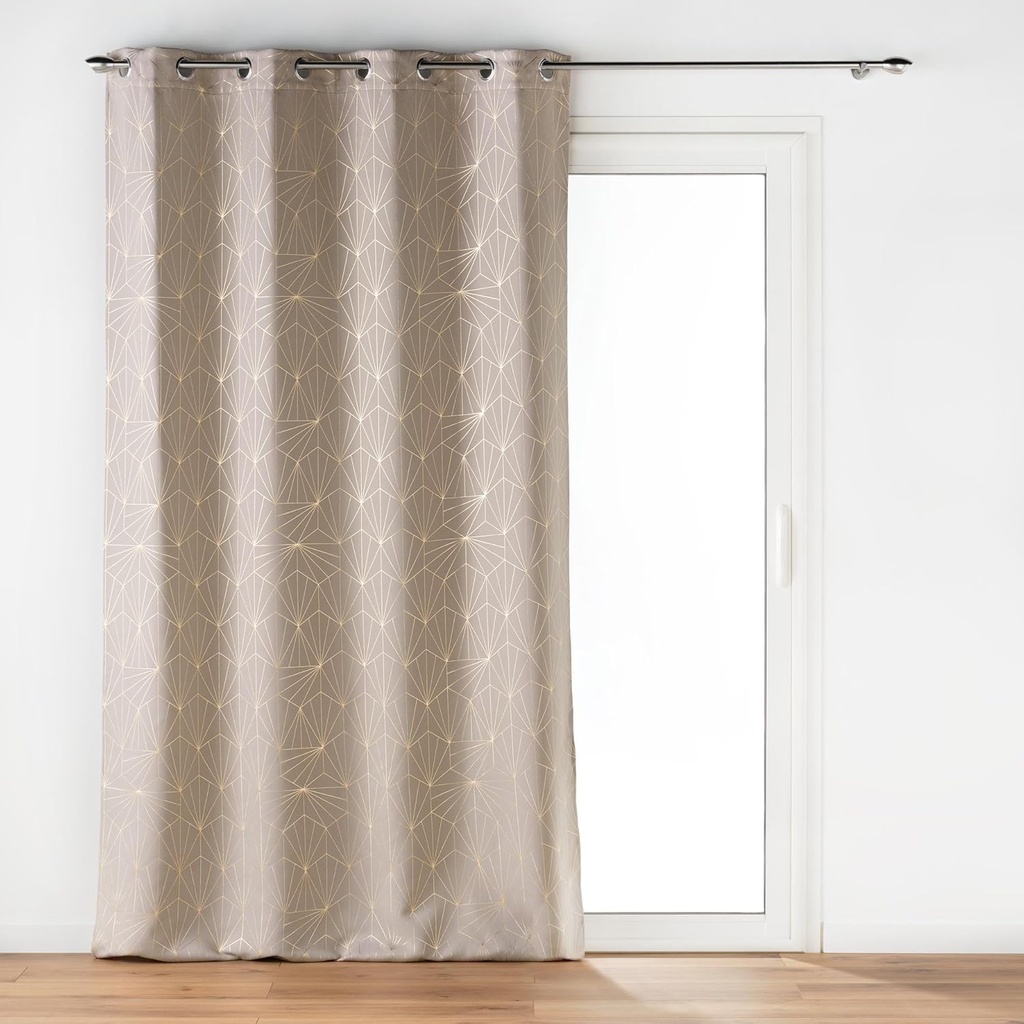 Rideau à oeillets 140x260cm occultant imprime metalisse eclat Taupe