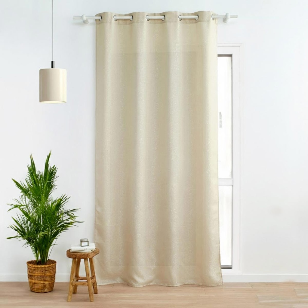 Rideau à oeillets 140x260cm polyester uni+fils metalisses zeline naturel