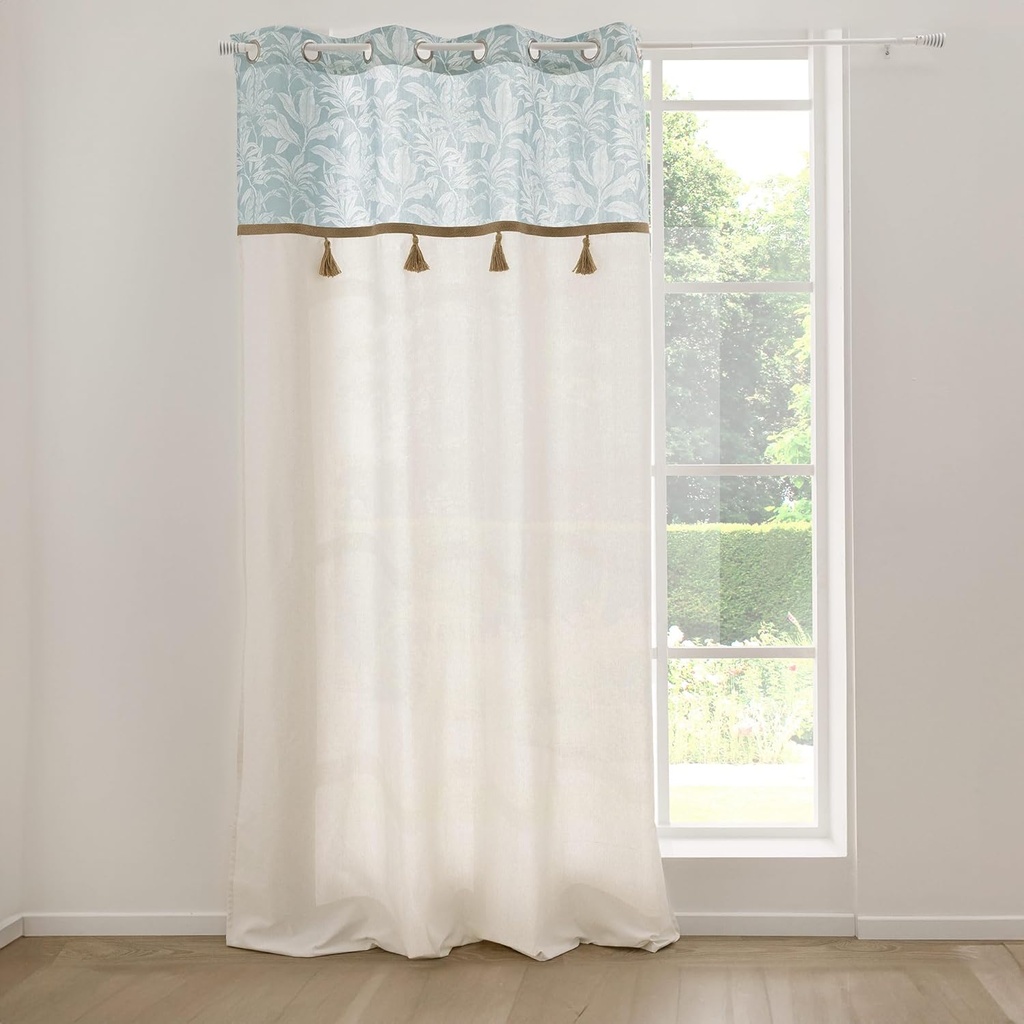 Rideau à oeillets 140x240cm coton/polyester + top + imp + pompon Hera