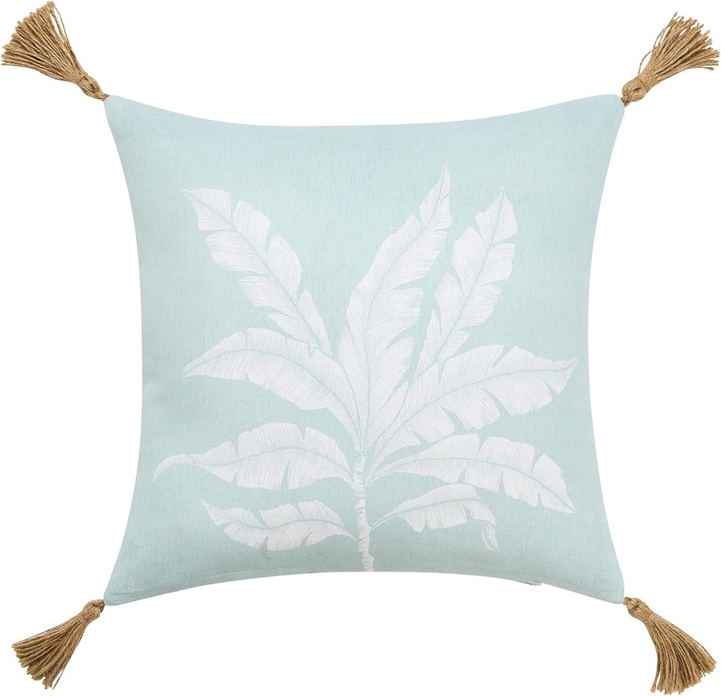 Coussin déhoussable compresse pompons 40x40cm coton/polyester imprime Hera des places