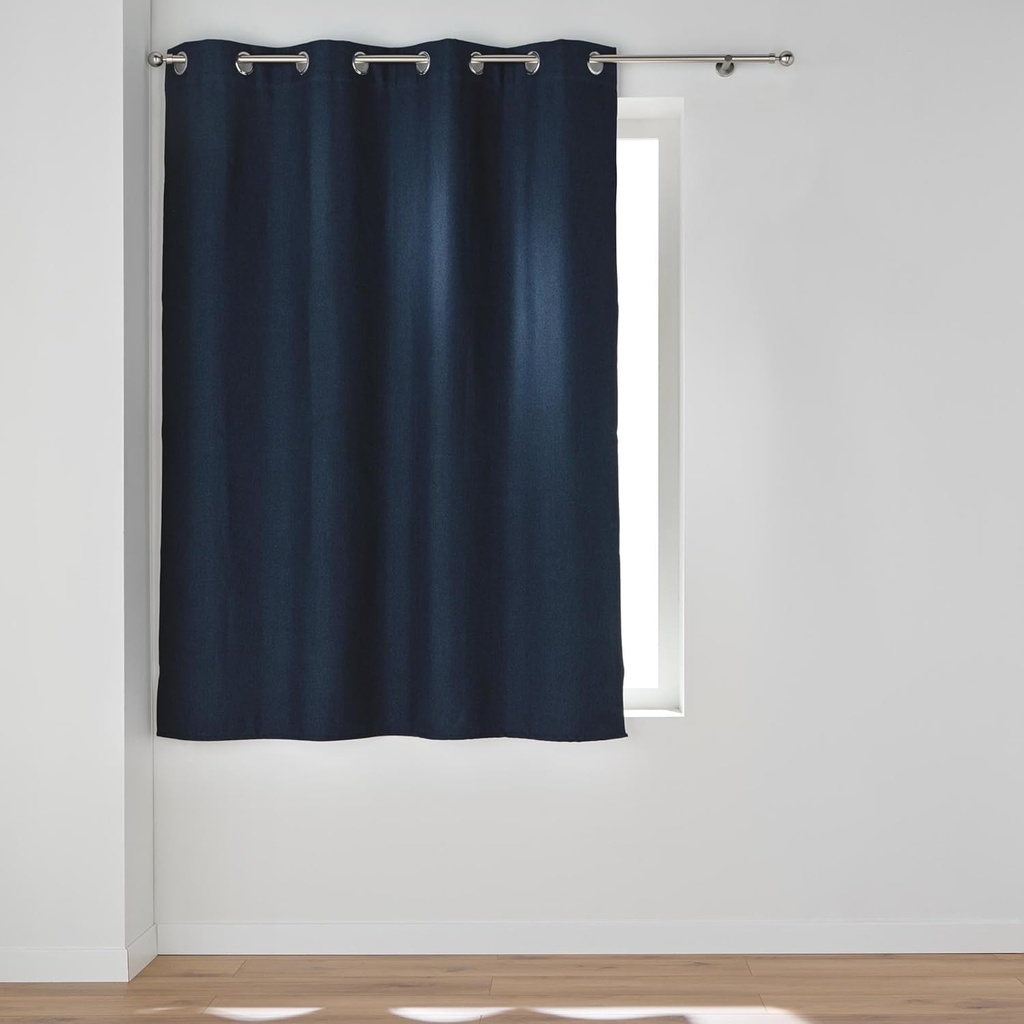 Rideau à oeillets 140x180cm 100% occultant/chambray uni crepuscule bleu