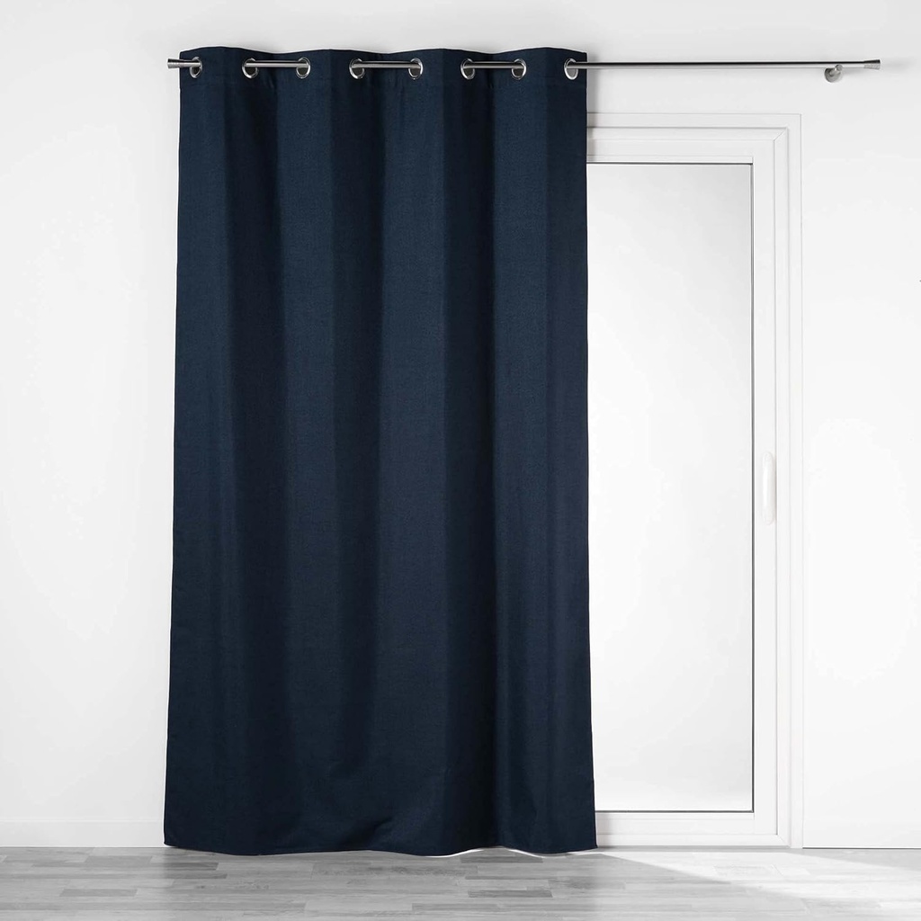 Rideau à oeillets 140x260cm 100% occultant/chambray uni crepuscule bleu