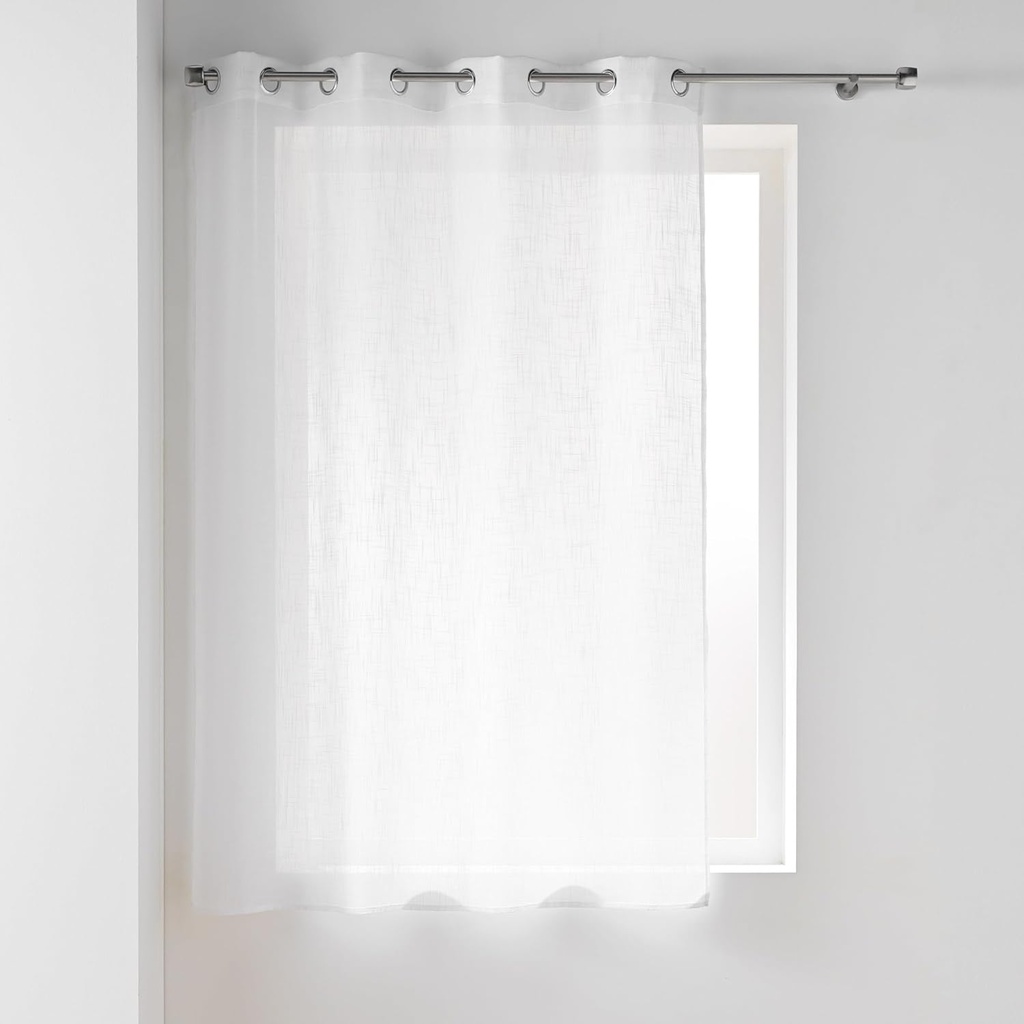 Panneau à oeillets 140x180cm effet lin tisse Haltona blanc