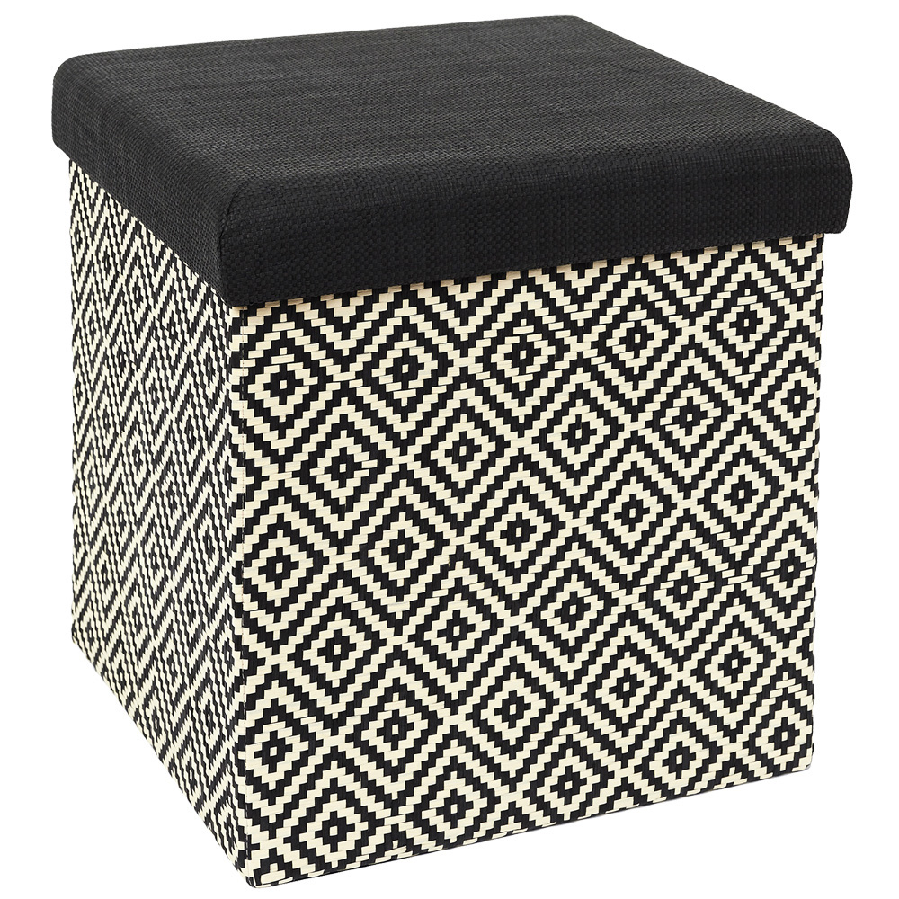 Coffre pouf pliable tresse noir