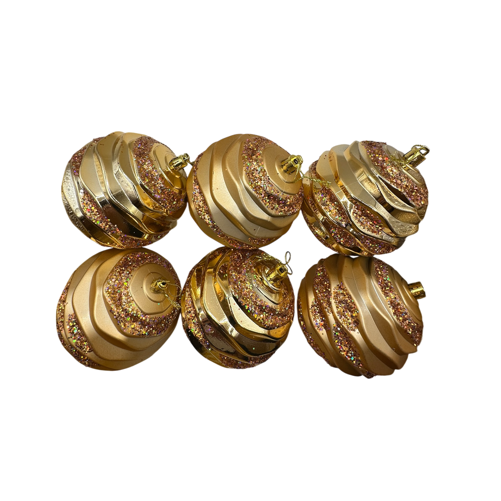 Boule de noël 10cm doré x6