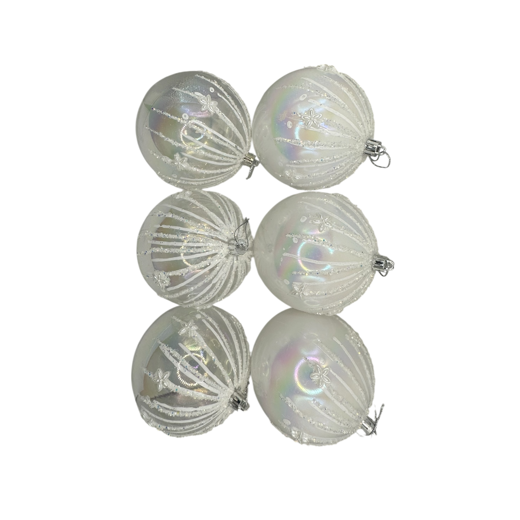 Boule de noël Blanc 10cm 6pcs