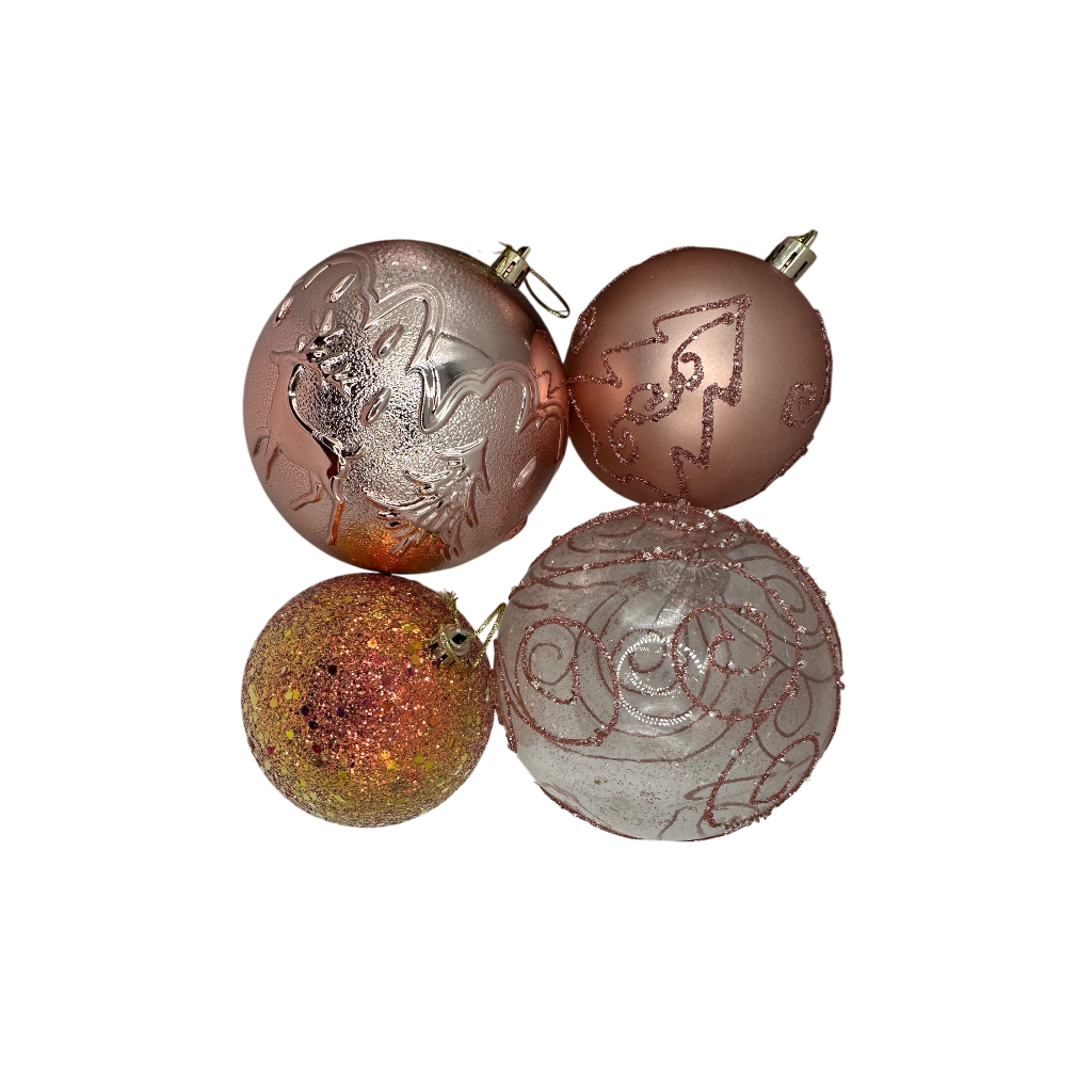Boule de noel Rose 16pcs 8cm/10cm