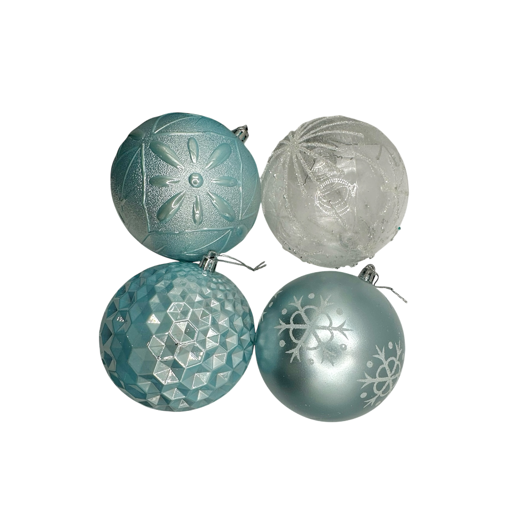 Boule de noel Bleu givré 10cm 24pcs 