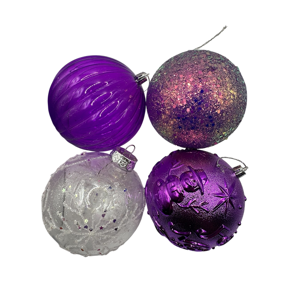 Boule de noel Mauve mixte 10cm 24pcs