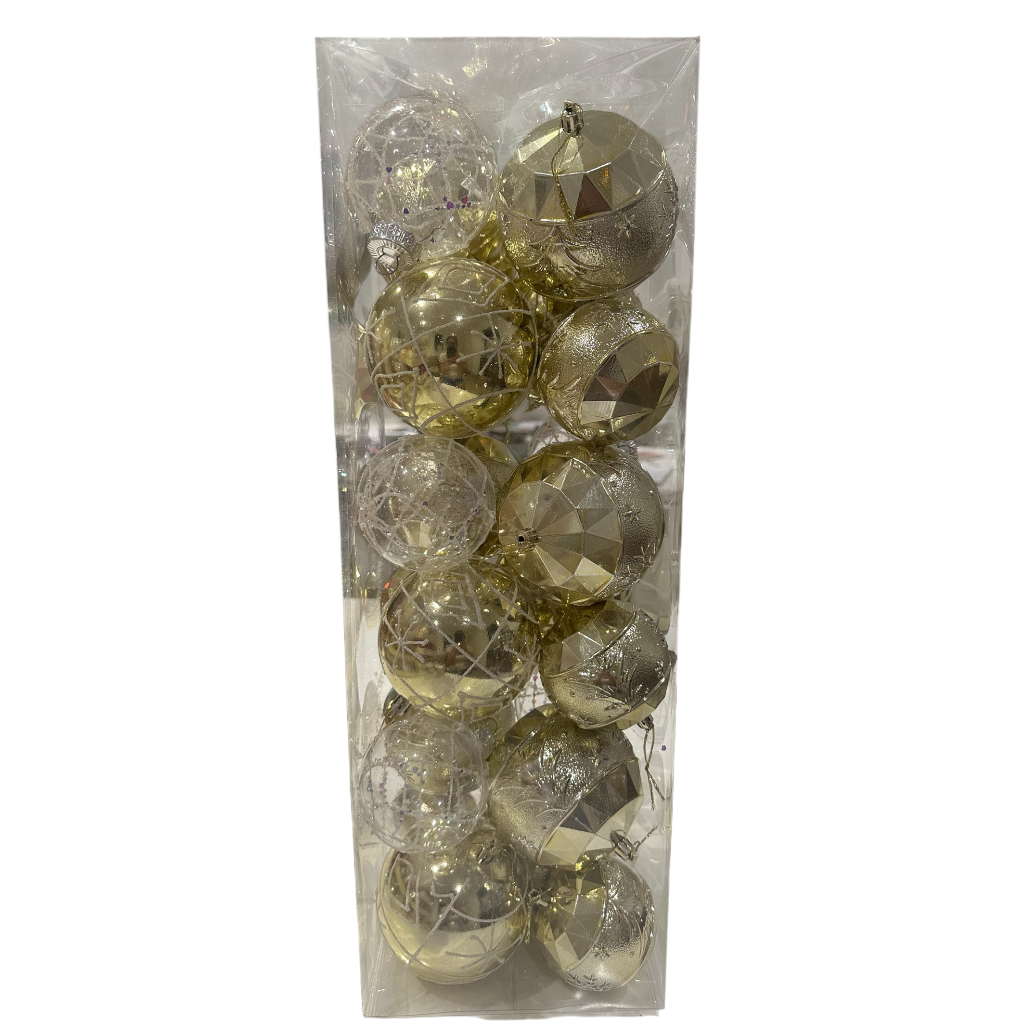 Boule de noel Doré  24pcs 8cm/10cm