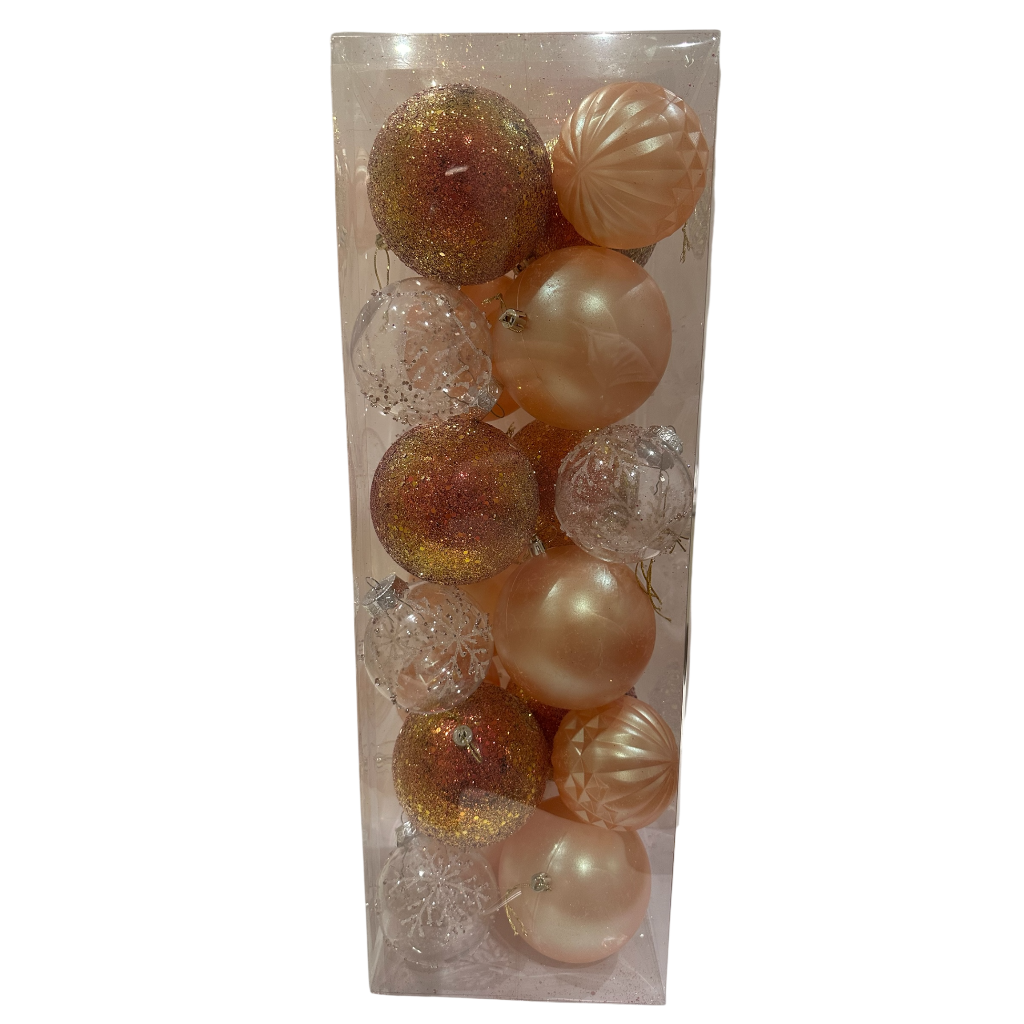 Boule de noel Saumon mixte  24pcs 8cm/10cm 