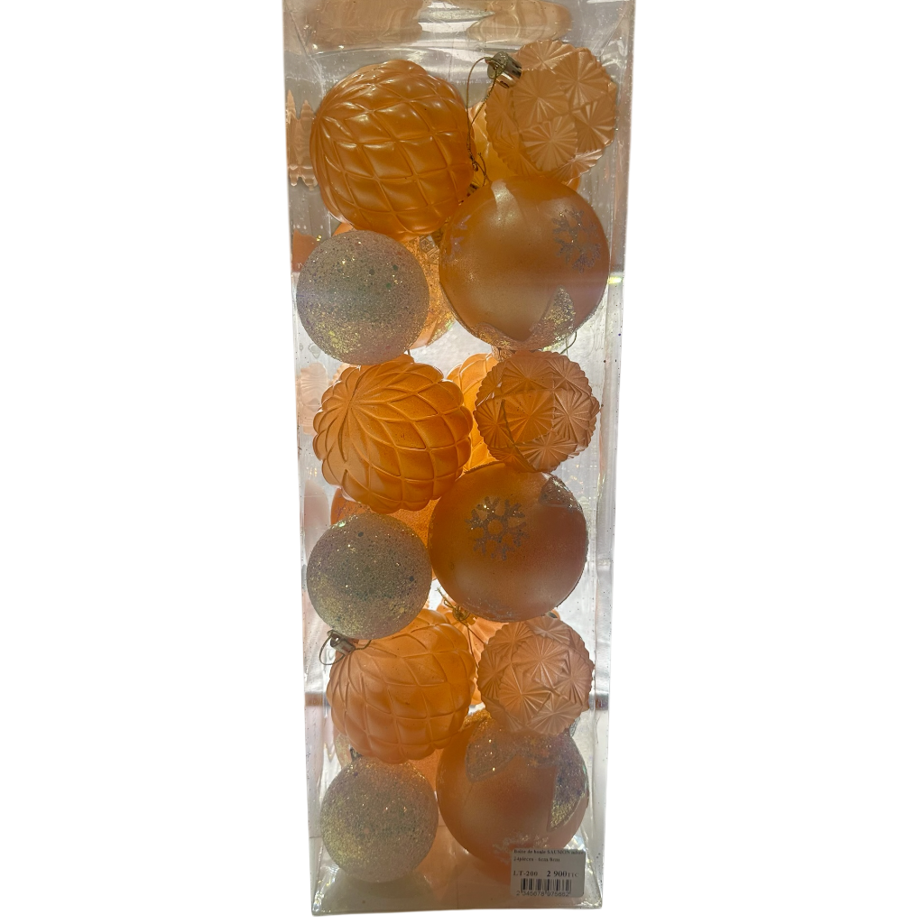 Boule de noel Saumon mixte  24pcs 6cm/8cm 