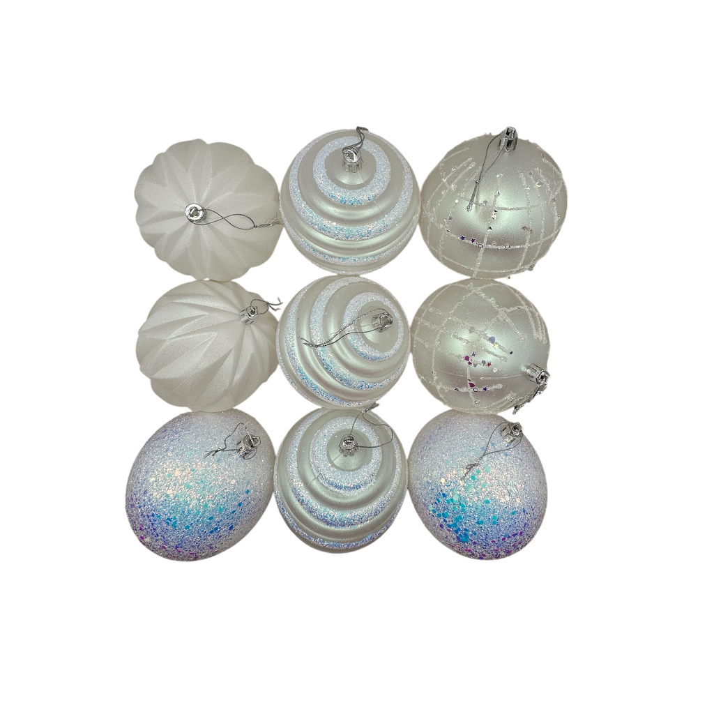 Boule de noel Blanc 12pcs 10cm