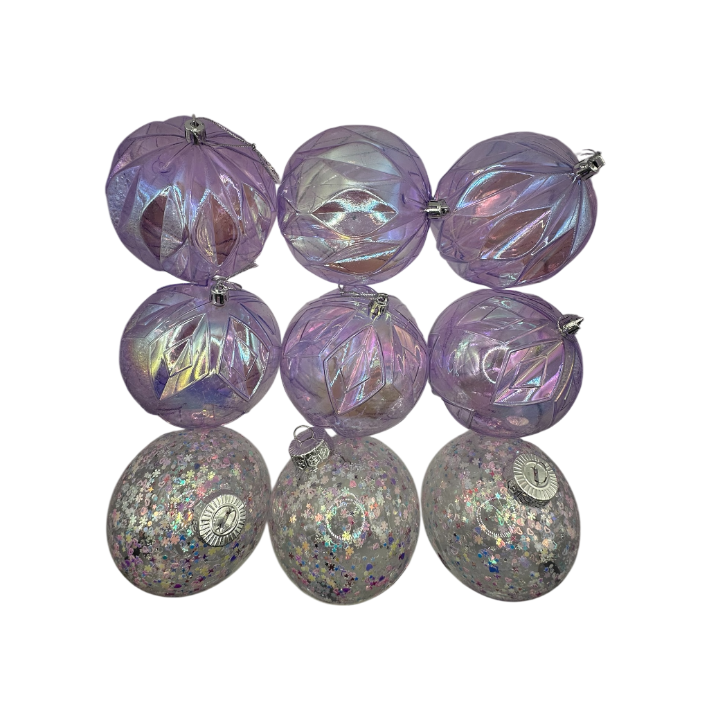 Boule de noel Mauve Irisé 12pcs 10cm 