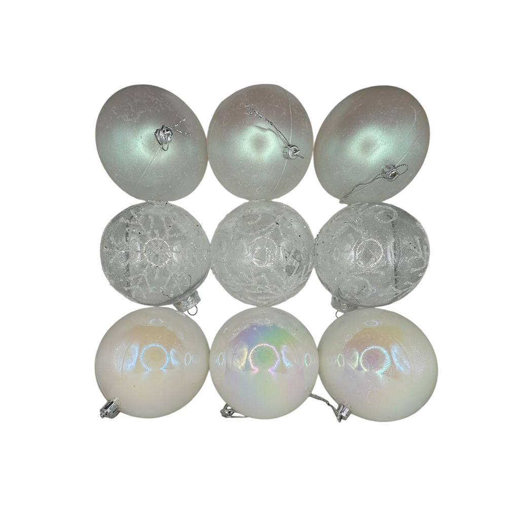 Boule de noel Blanc mixte 12pcs 10cm 
