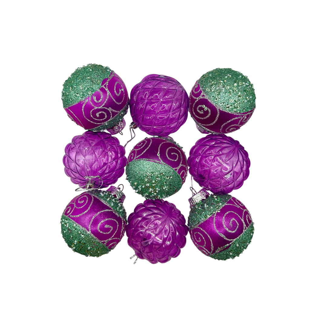 Boule de noel mixte 9pcs 8cm