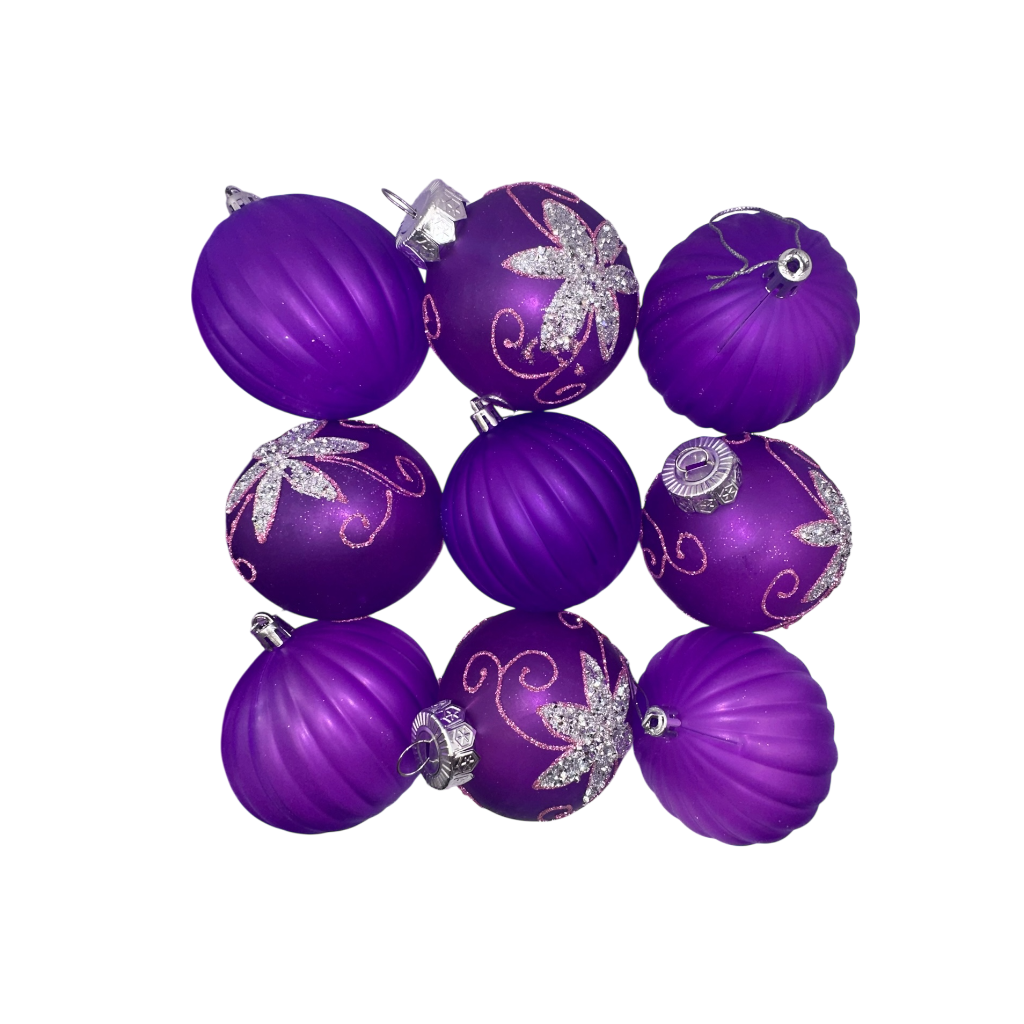 Boule de noel Mauve 8cm 9pcs