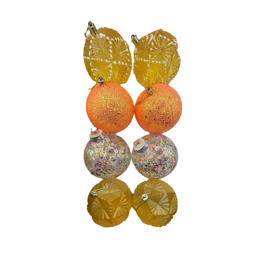 Boule de noel Orange 8pcs 10cm  