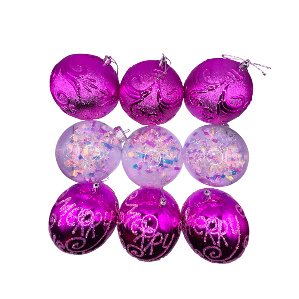 Boule de noel Mauve 9pcs 10cm   
