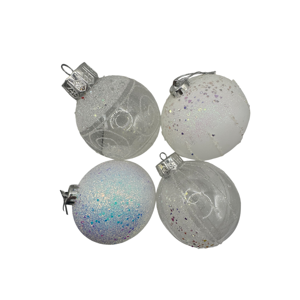 Boule de noel Blanc 4pcs 12cm