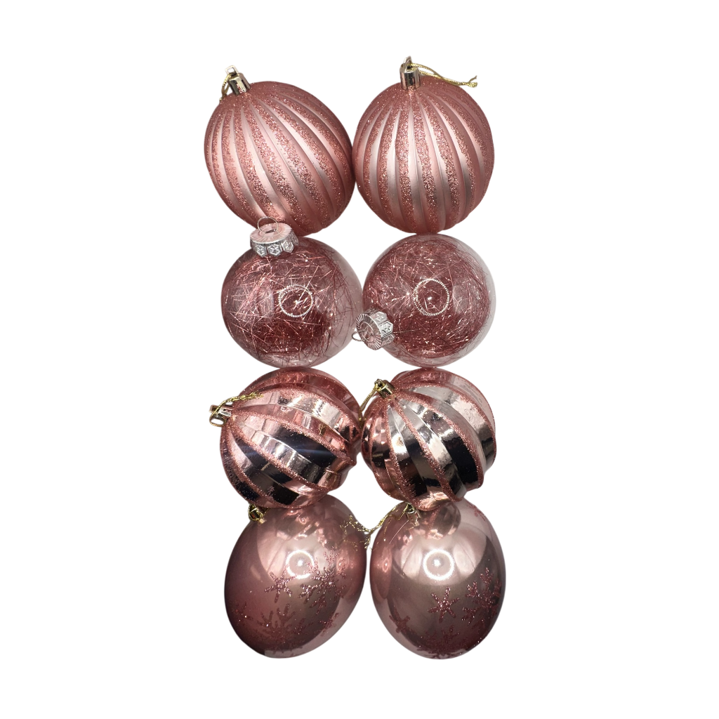 Boule de noel Rosé 8pcs 10cm
