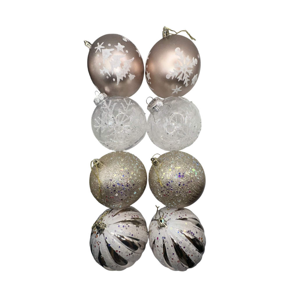 Boule de noel Argent 8pcs 10cm  