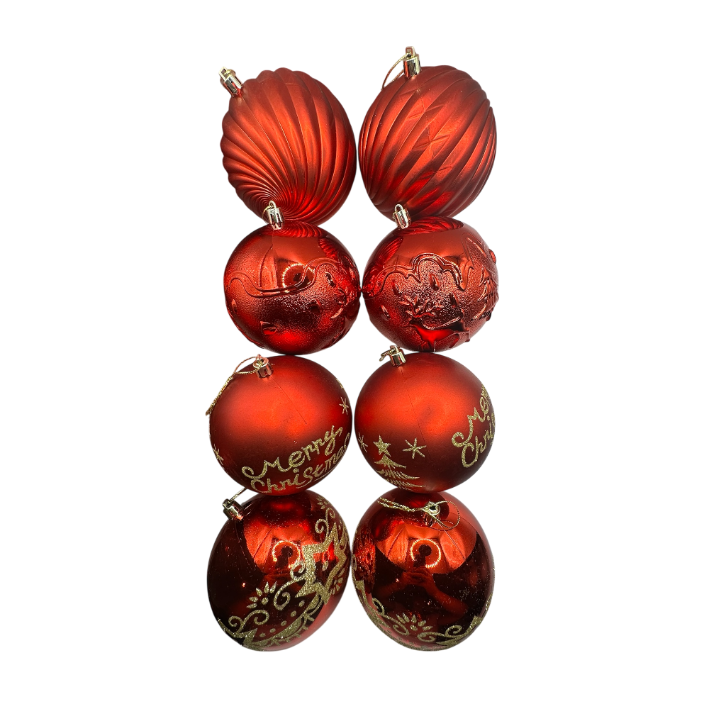Boule de noel Rouge 8pcs 10cm   