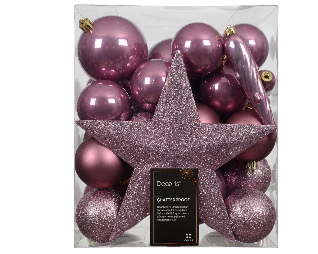 Boule de noel dia:8cm 33pcs Rose Pale