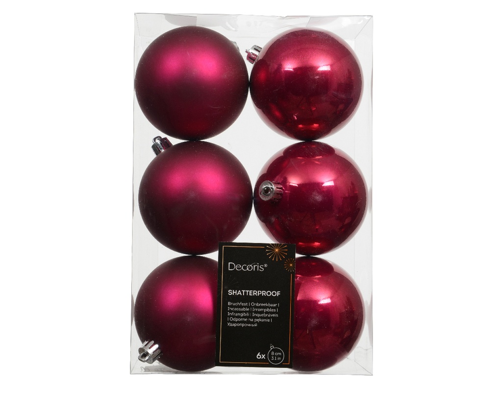 Boule de noel dia:8cm 6pcs Festive Pink