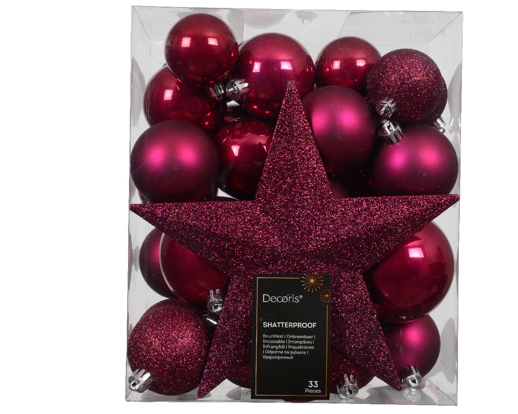 Boule de noel dia:8cm 33pcs Festive Pink