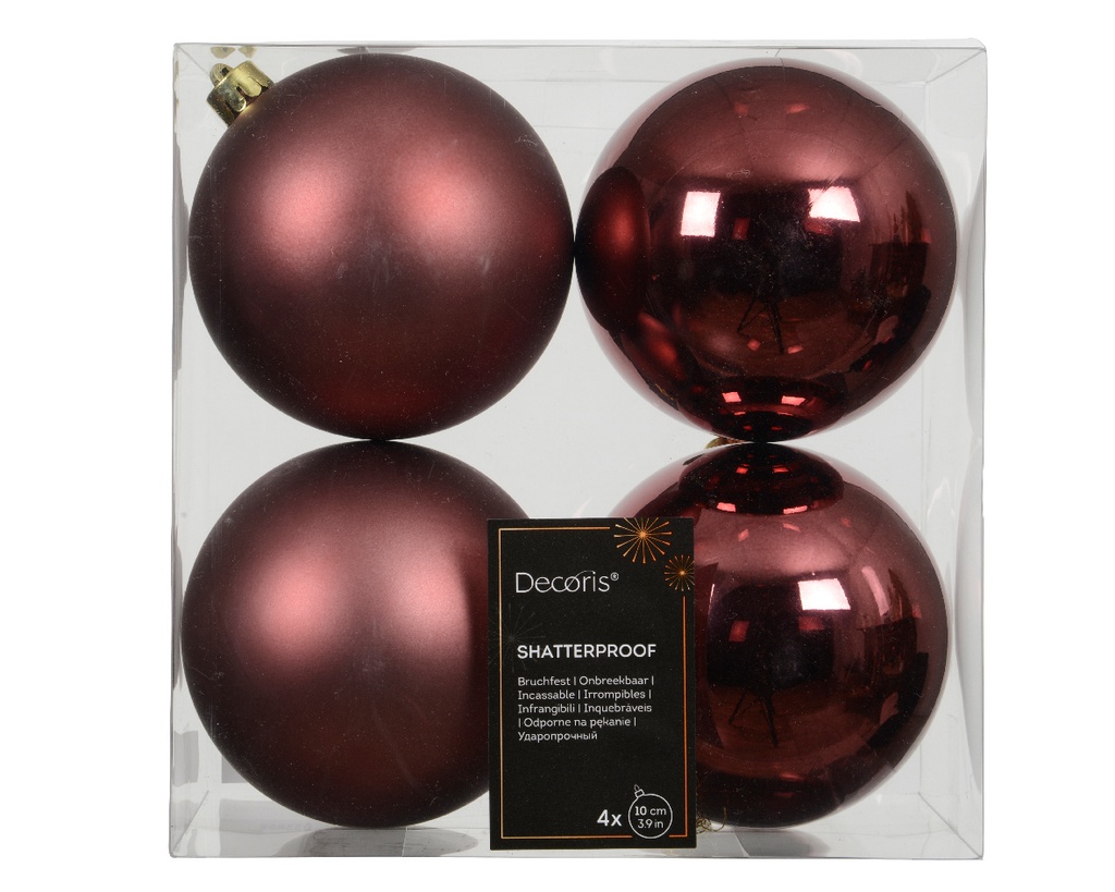 Boule de noel dia:10cm 4pcs Lie de Vin 