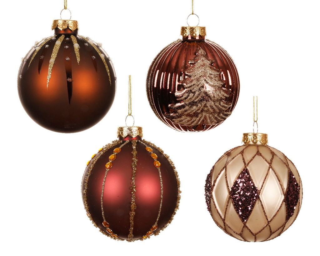Boule de noel en verre dia:8cm Assortie
