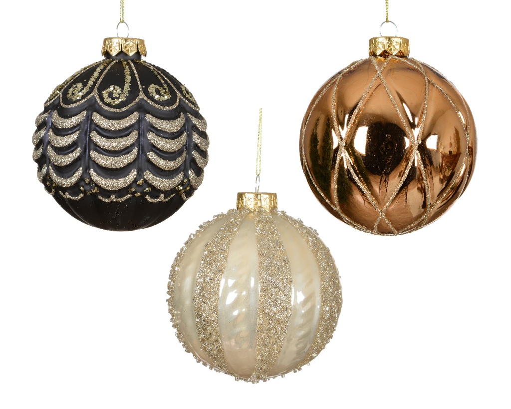 Boule de noel en verre dia:10cm Assortie
