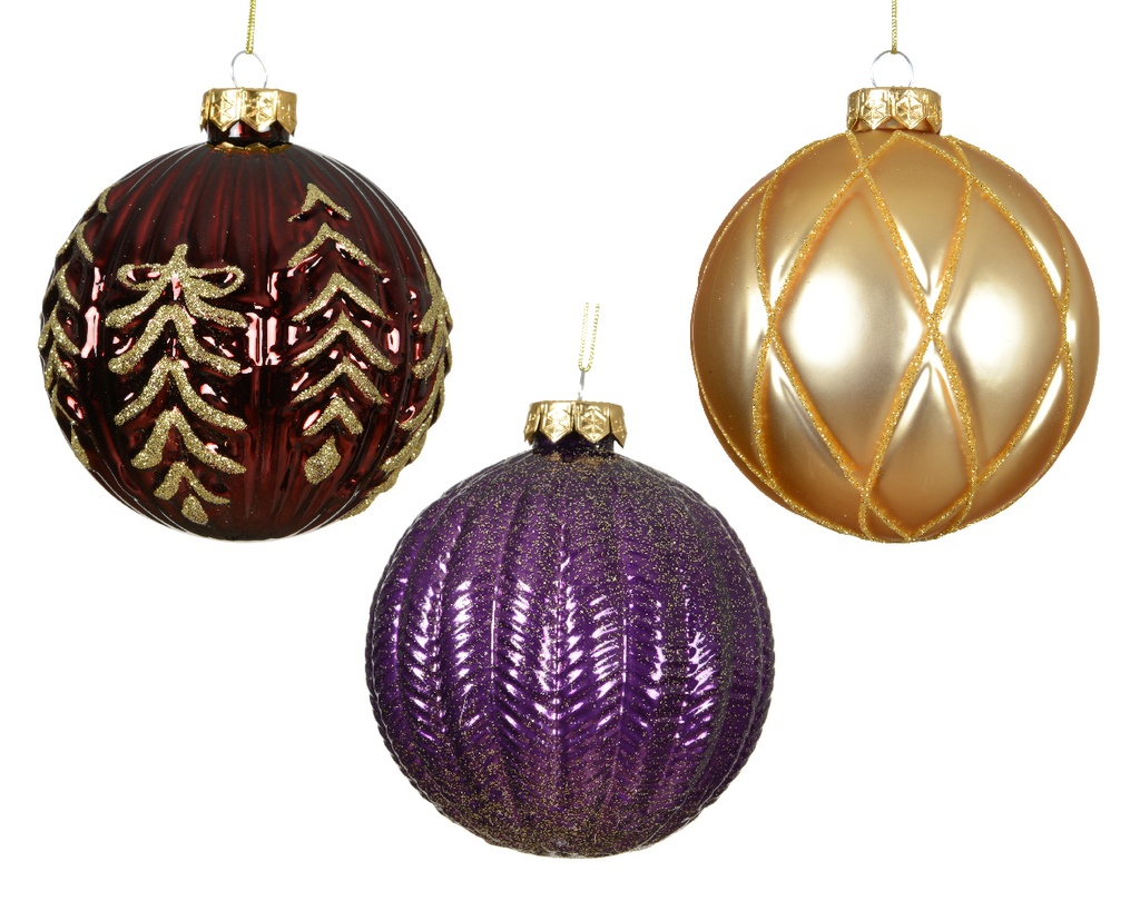 Boule de noel en verre dia:10cm Assortie 