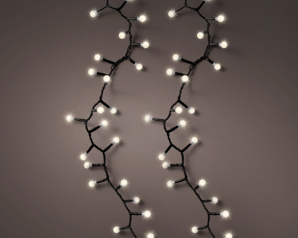 Guirlande lumineuse compact 8 fonctions fil Noir Blanc chaud 7,5m