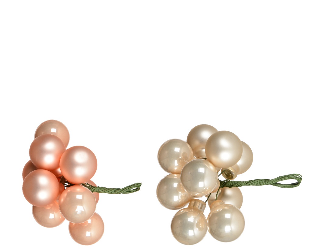 Boule sur fil verre email dia:2cm Perle/Rose