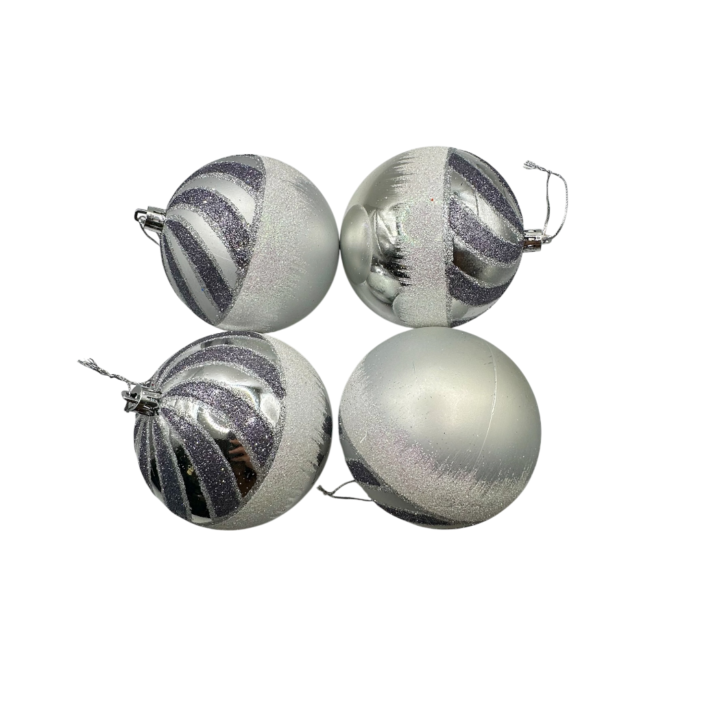 Boule de noel Argent 10cm 4pcs 