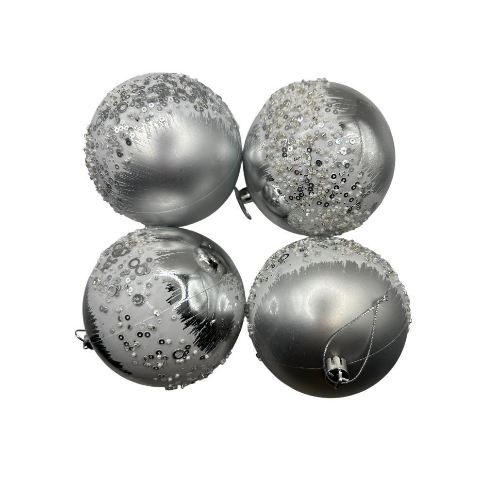 Boule de noel Argent 10cm 4pcs