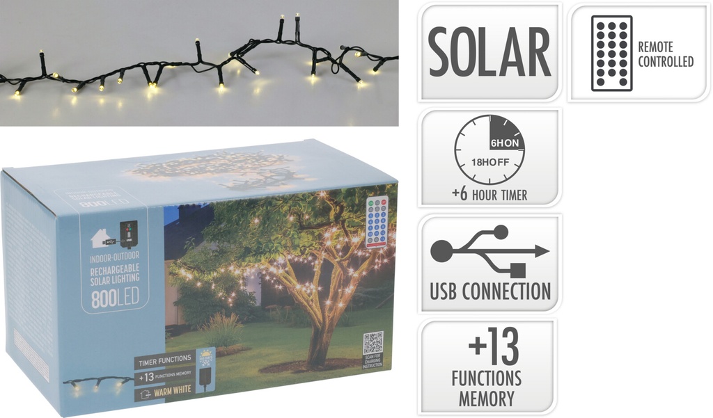 Guirlande lumineux 800led Blanc Solaire